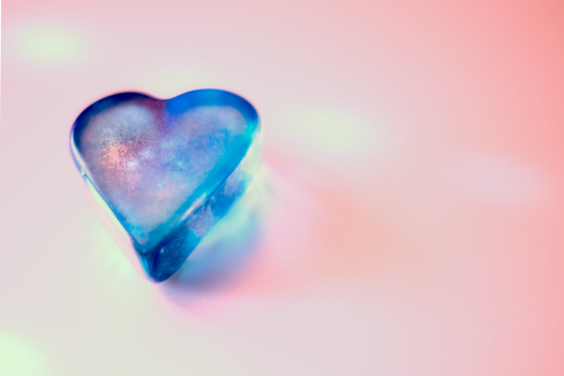 blue glass heart pebble